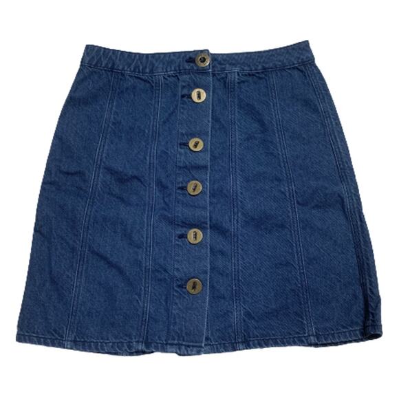 Pilcro & the Letterpress Anthropologie blue denim a-line mini skirt size 2 - Picture 9 of 9
